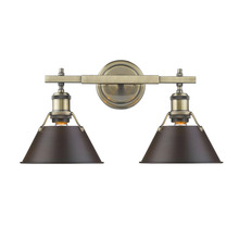  3306-BA2 AB-RBZ - Orwell AB 2 Light Bath Vanity in Aged Brass with Rubbed Bronze shades